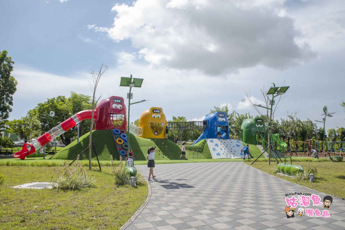 屏東親子景點》南洲環保公園 兒時回憶的懷舊四色外星寶寶所打造的親子共融公園