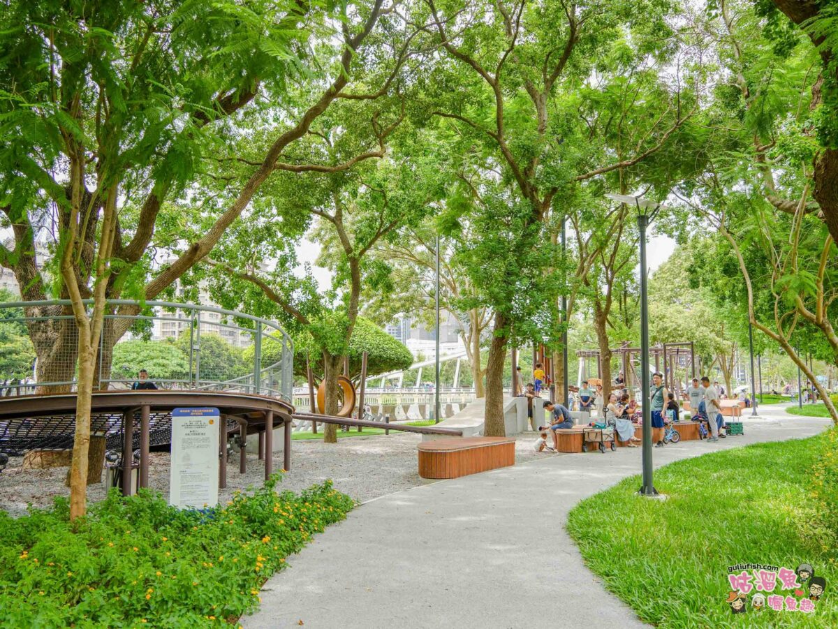 南崁溪桃園區第一河濱公園共融式遊戲場 | 桃園免費親子景點推薦！結合七感體驗打造適合全齡的遊憩環境， 還可騎自行車觀賞河景十分愜意